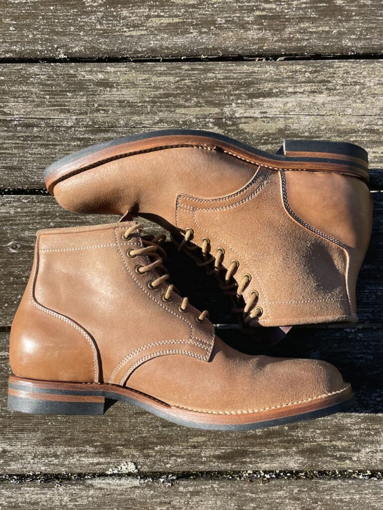 Stitchdown Patina Thunderdome—Flame Panda Service Boot—Natural roughout horsebutt