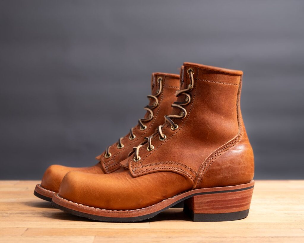 Stitchdown Patina Thunderdome—Nicks Boots Becca—Horween Natural Dublin