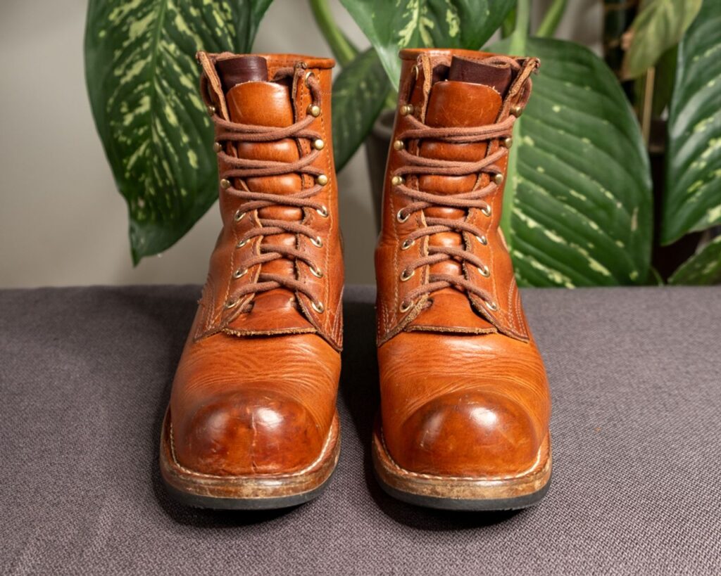 Stitchdown Patina Thunderdome—Nicks Boots Becca—Horween Natural Dublin