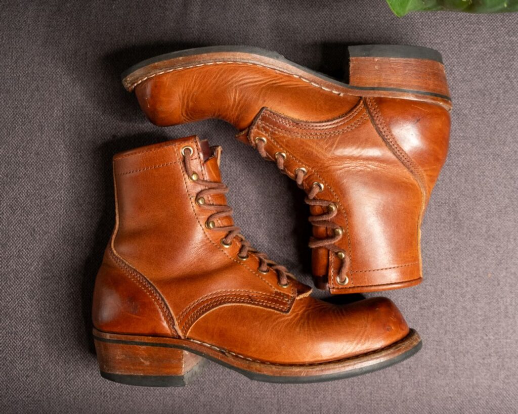 Stitchdown Patina Thunderdome—Nicks Boots Becca—Horween Natural Dublin