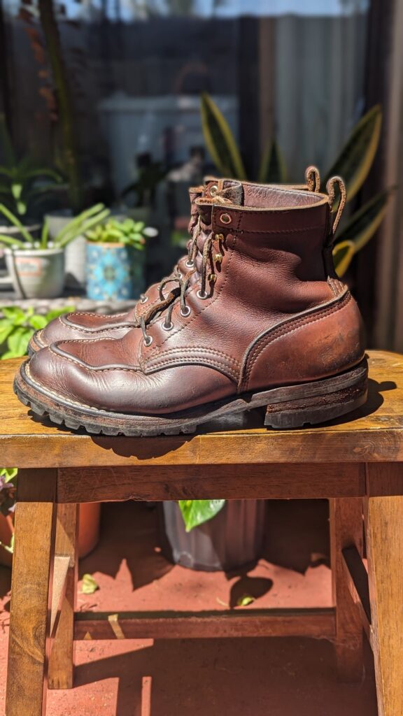 Stitchdown Patina Thunderdome—Nicks Boots Moc Toe—Seidel 1964 Brown