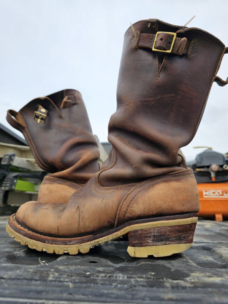 Stitchdown Patina Thunderdome—Nicks Renegade Engineer Boot—Horween Brown Chromexcel