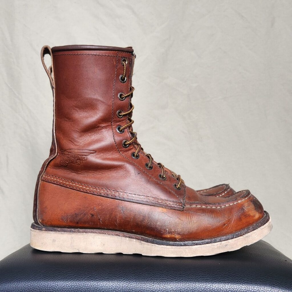 Stitchdown Patina Thunderdome—Red Wing 8-inch Classic Moc—Oro-iginal Leather