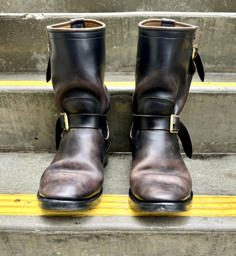 Stitchdown Patina Thunderdome—Role Club Engineer Boots—Horween Black Chromexcel-horsehide