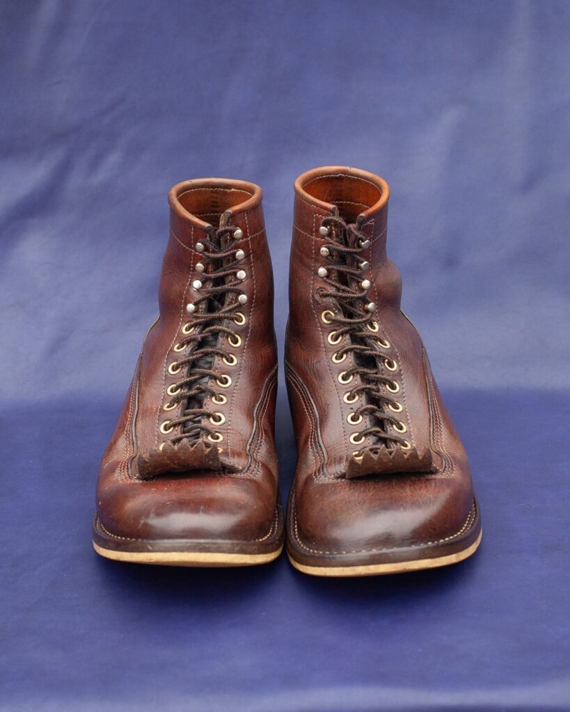 Stitchdown Patina Thunderdome—Self Made Lace to toe—Austrian cow leather vegetable tanned reversed waxed flesh