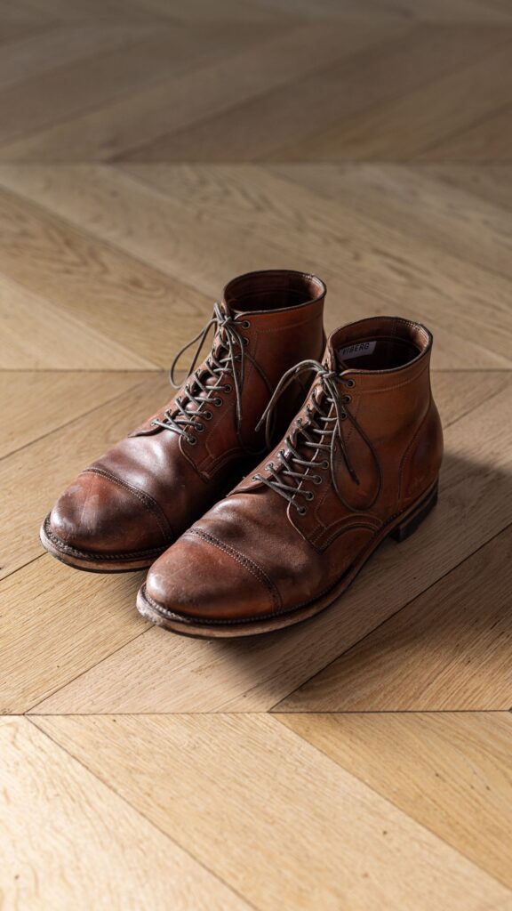 Stitchdown Patina Thunderdome—Viberg Service Boot—Horween natural crust double cordovan