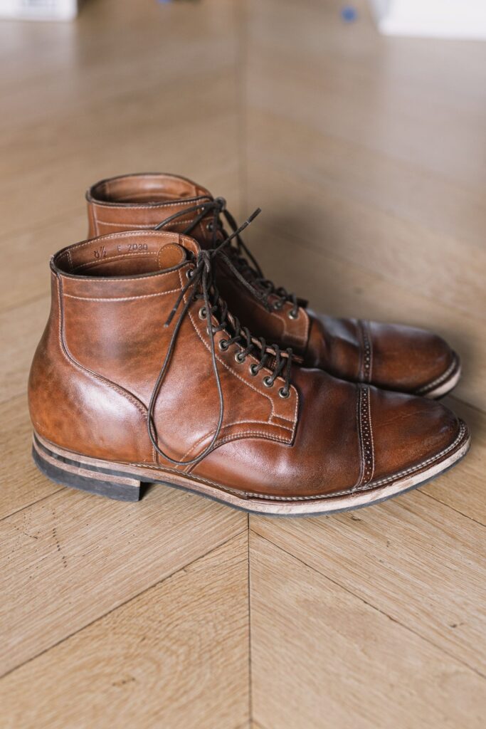 Stitchdown Patina Thunderdome—Viberg Service Boot—Horween natural crust double cordovan