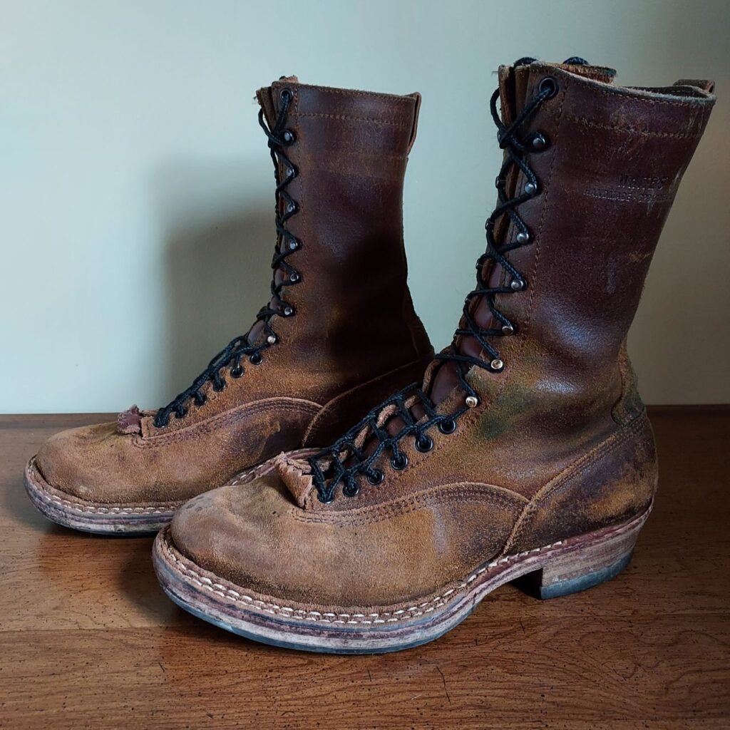 Stitchdown Patina Thunderdome—White's Bounty Hunter Boots Lace to Toe Cutter—Horween Cinnamon Waxed Flesh