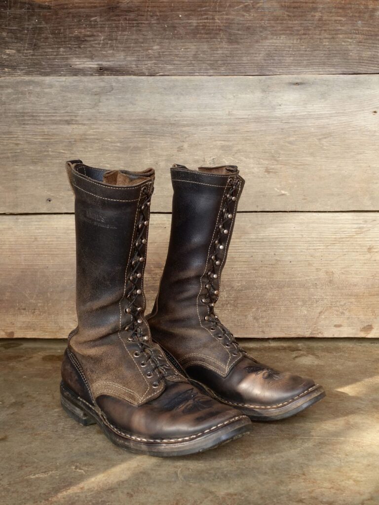 Stitchdown Patina Thunderdome—2023-24 Second Place—White's Boots Farmer Rancher—Horween Black Horsehide and Black Waxed Flesh