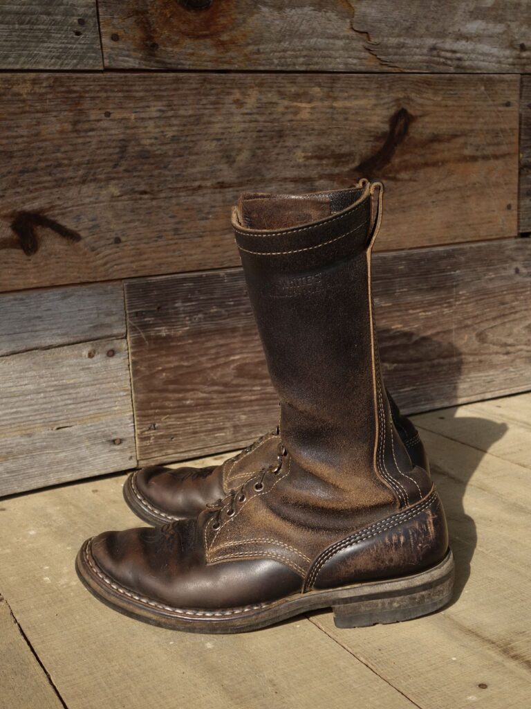 Stitchdown Patina Thunderdome—2023-24 Second Place—White's Boots Farmer Rancher—Horween Black Horsehide and Black Waxed Flesh