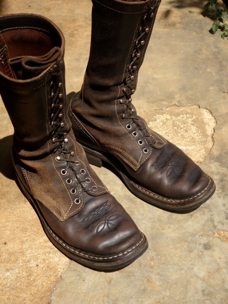 Stitchdown Patina Thunderdome—2023-24 Second Place—White's Boots Farmer Rancher—Horween Black Horsehide and Black Waxed Flesh