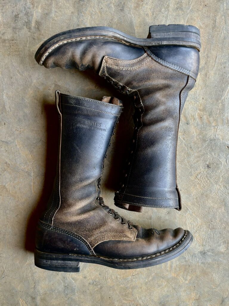 Stitchdown Patina Thunderdome—2023-24 Second Place—White's Boots Farmer Rancher—Horween Black Horsehide and Black Waxed Flesh