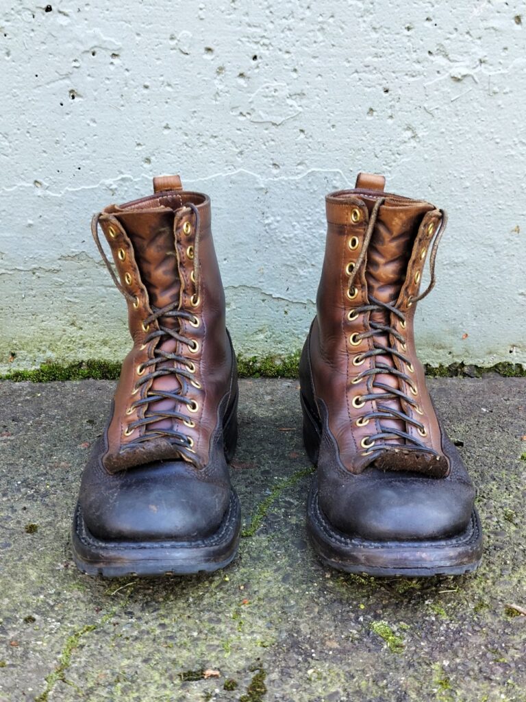 Stitchdown Patina Thunderdome—White's Boots x Division Road LTT Logger 375-Black Waxed Flesh + Natural CXL