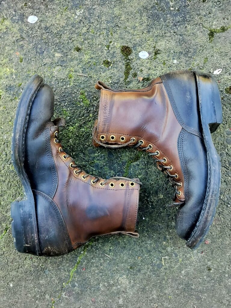 Stitchdown Patina Thunderdome—White's Boots x Division Road LTT Logger 375-Black Waxed Flesh + Natural CXL