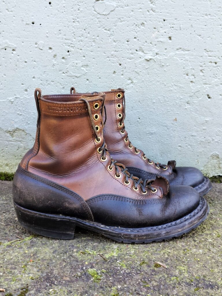 Stitchdown Patina Thunderdome—White's Boots x Division Road LTT Logger 375-Black Waxed Flesh + Natural CXL