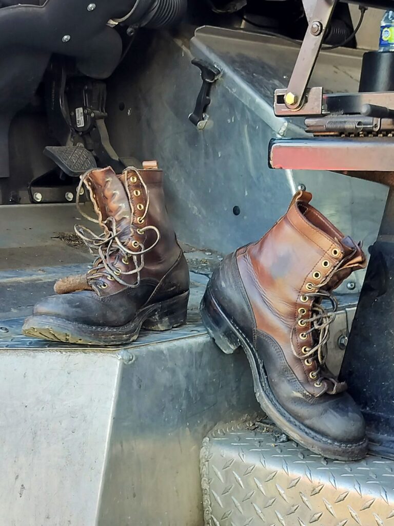 Stitchdown Patina Thunderdome—White's Boots x Division Road LTT Logger 375-Black Waxed Flesh + Natural CXL