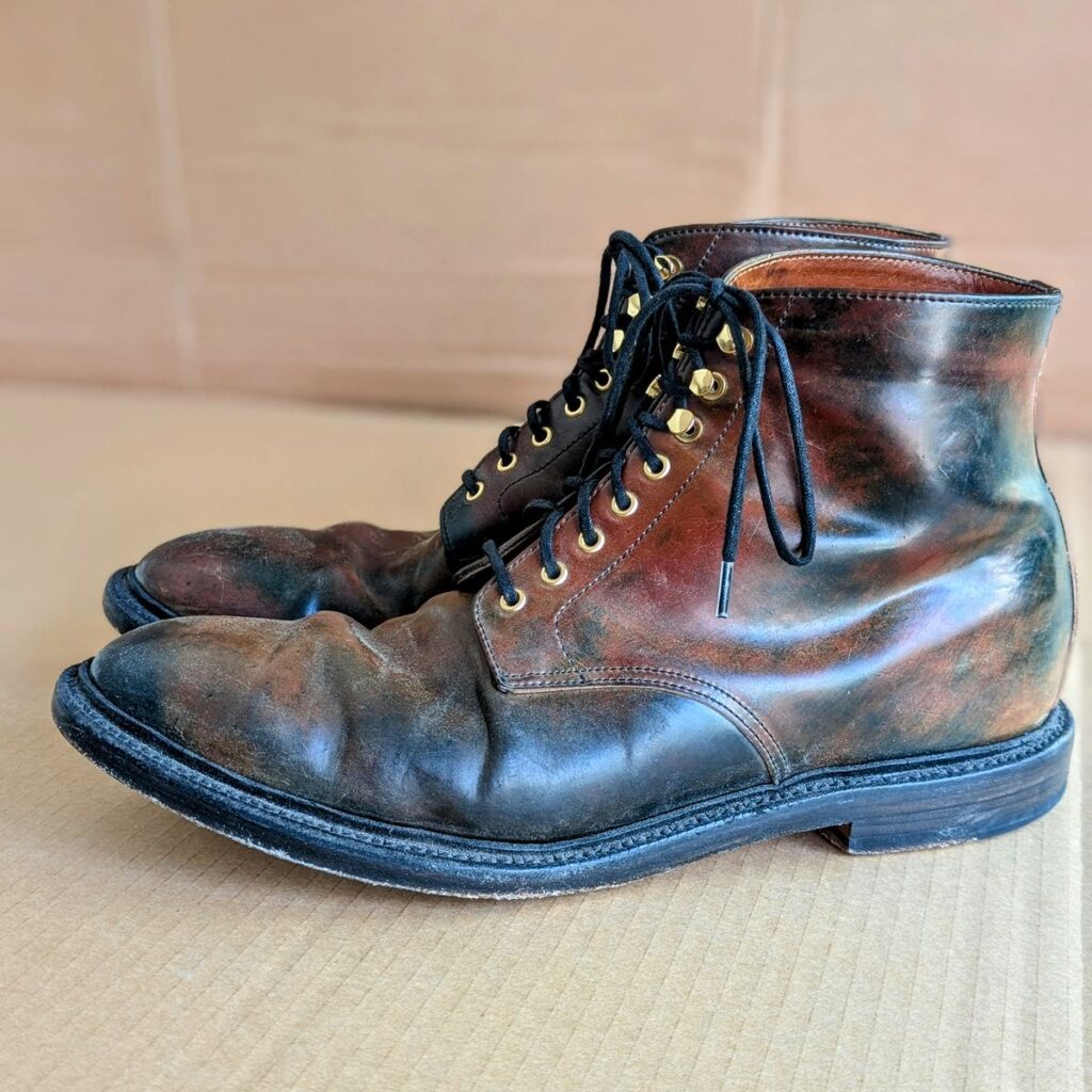 Grant Stone Edward Boot—Horween Marbled Black Shell Cordovan