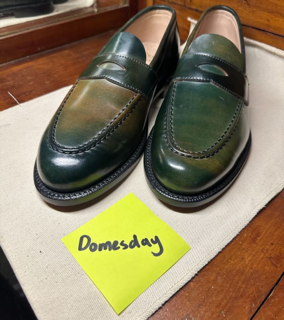 Grant Stone Traveler Penny Loafer—Horween Black Marbled Shell Cordovan