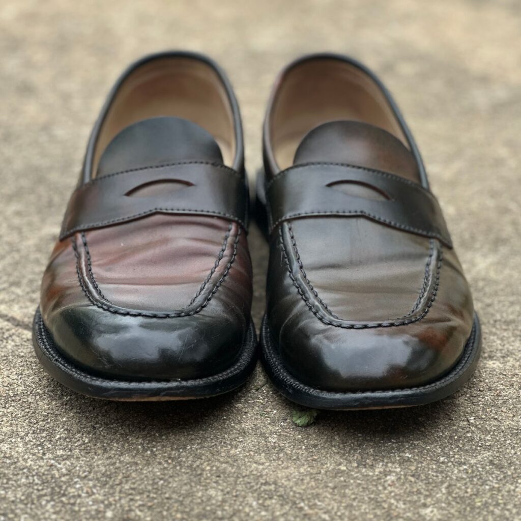 Grant Stone Traveler Penny Loafer—Horween Black Marbled Shell Cordovan