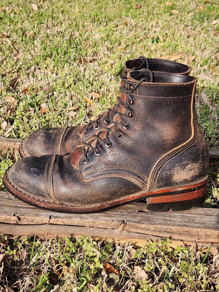 Nicks Boots x Butterscotch Triton Boot—Horween Black Waxed Flesh