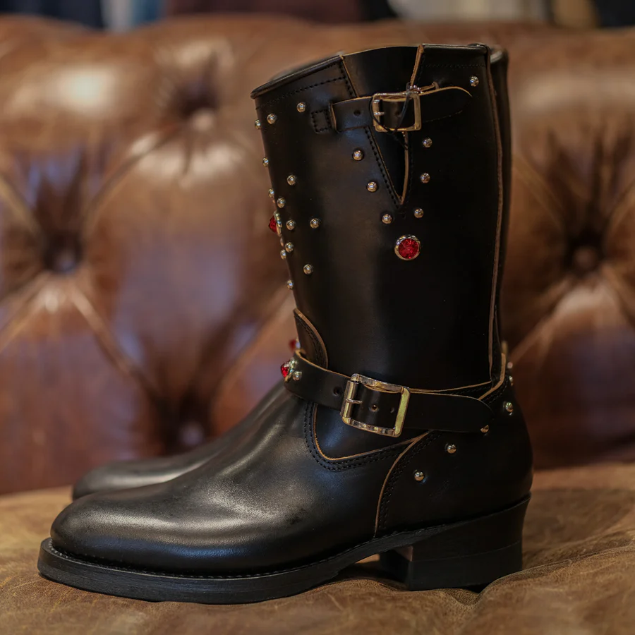 Brogue x Attractions - Lot. 444 Studded Engineer - Black Horse Butt