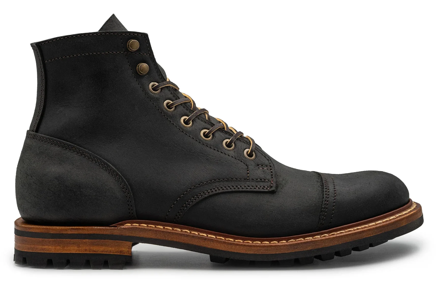 Truman - Cap Toe Boot - Black Teton Stag