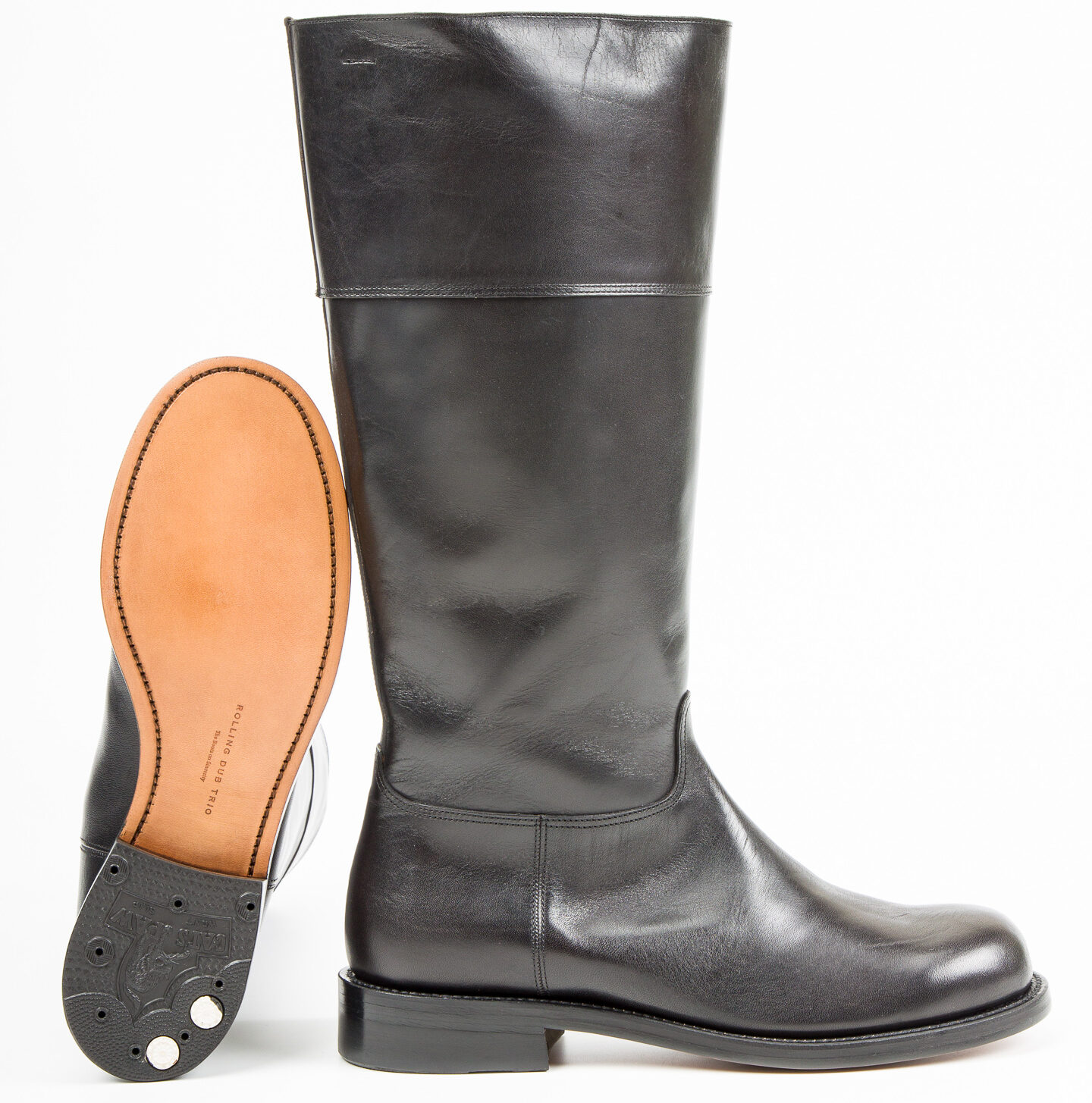 Rolling Dub Trio - Rottweiler Riding Boots - All Black Horsehide