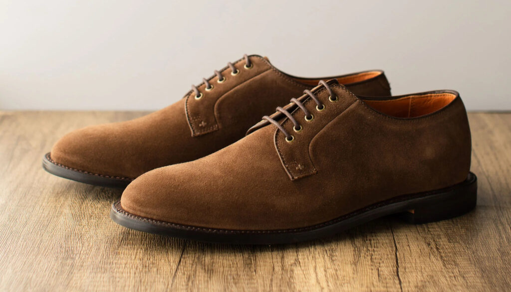 Grant Stone Plain Toe Blucher in CF Stead Husk Suede