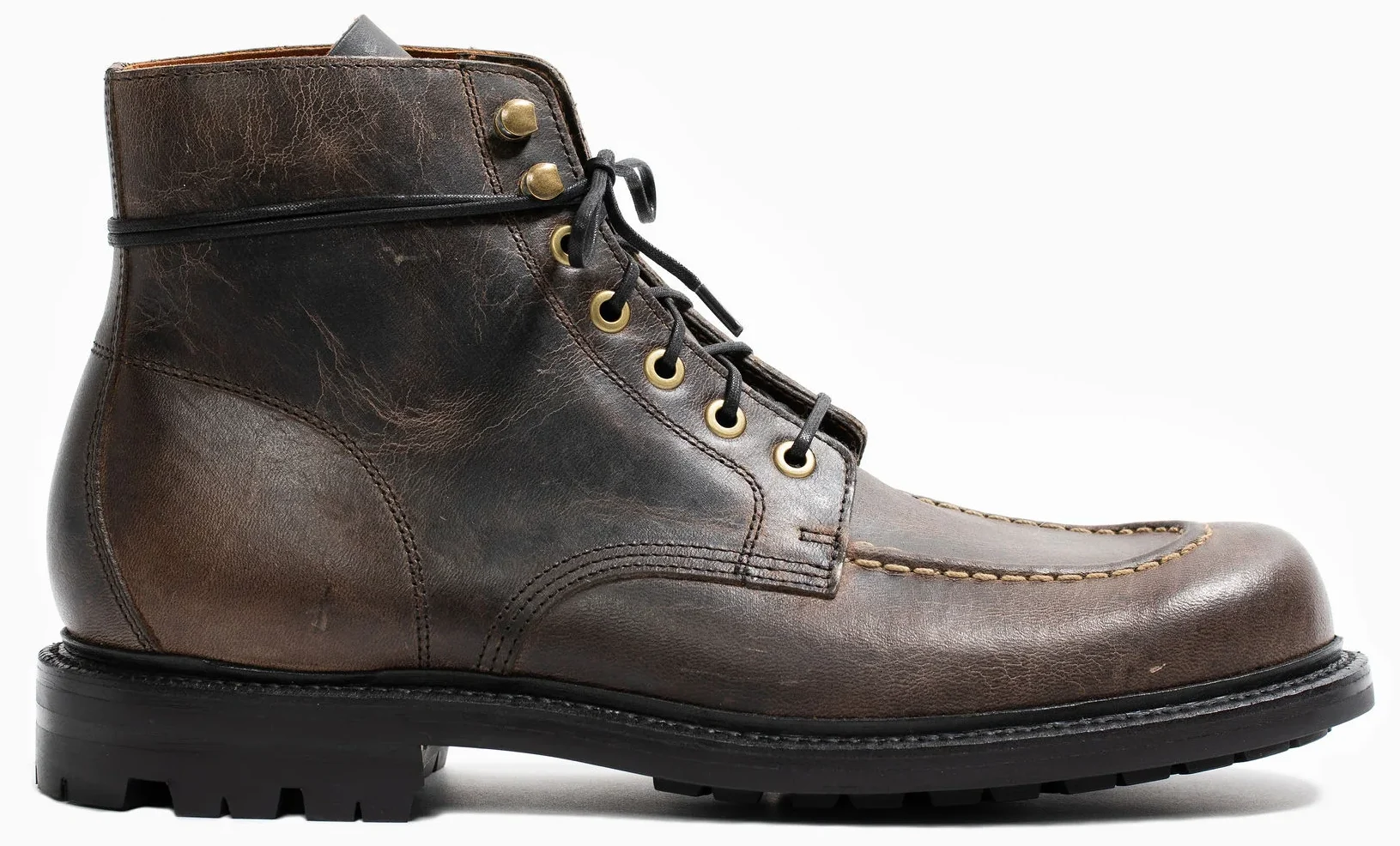 Grant Stone Brass Boot in Black Waxed Deer